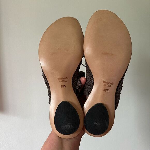 CYDWOQ Vintage Women’s Grey Taupe Woven Lace Up Leather Sole Sandal - Picture 7 of 11